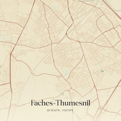 Obraz premium Vintage map of Faches-Thumesnil, France.