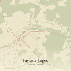 Obraz premium Vintage map of Fay-aux-Loges, France.