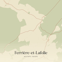 Fototapeta premium Vintage map of Ferrière-et-Lafolie, France.