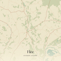 Fototapeta premium Vintage map of Flée, France.