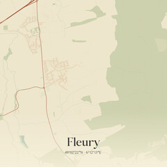 Obraz premium Vintage map of Fleury, France.