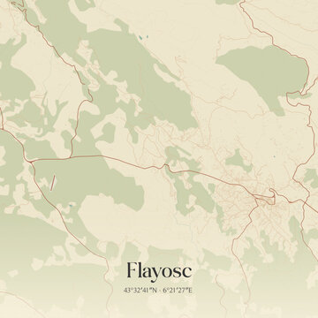 Vintage map of Flayosc, France.