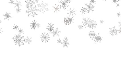 Silver Snowflakes Falling White Background