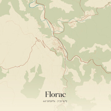 Vintage map of Florac, France.