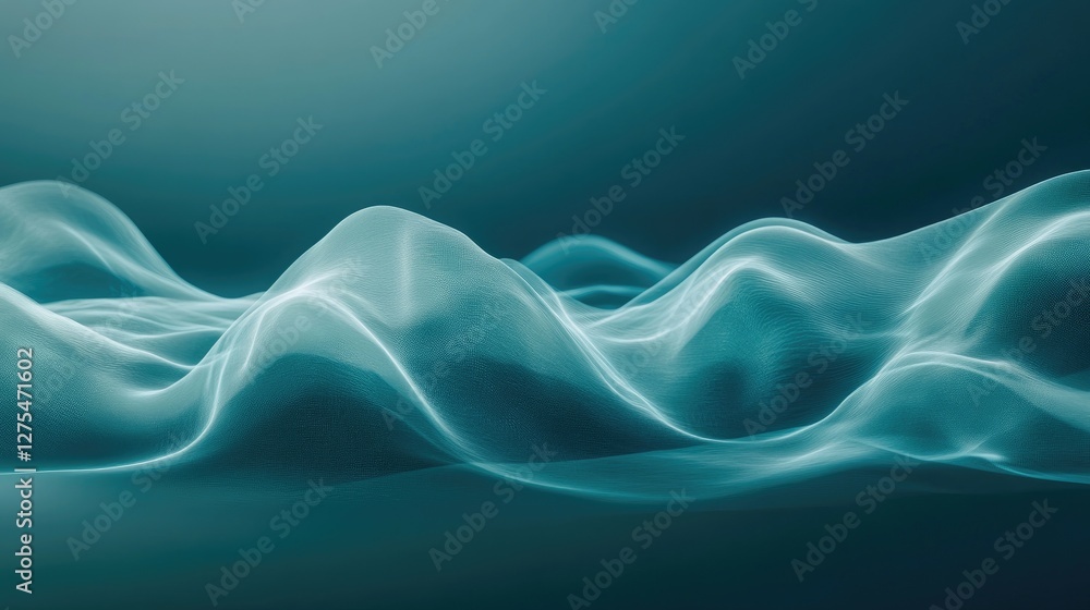 Poster a smooth cyan heartbeat pattern displayed on an ekg monitor, evoking feelings of calm, comfort, and 
