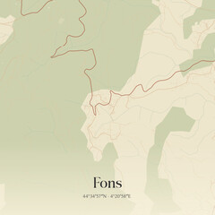 Obraz premium Vintage map of Fons, France.