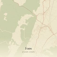 Obraz premium Vintage map of Fons, France.