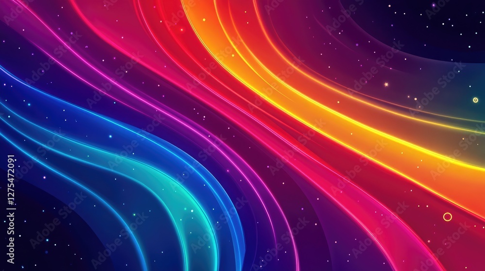 Aufkleber A striking gradient of neon colors representing Pride, with glowing abstract patterns set against a dark background, full of vibrancy and inclusiveness