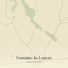 Fototapeta premium Vintage map of Fontaine-la-Louvet, France.