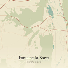 Obraz premium Vintage map of Fontaine-la-Soret, France.
