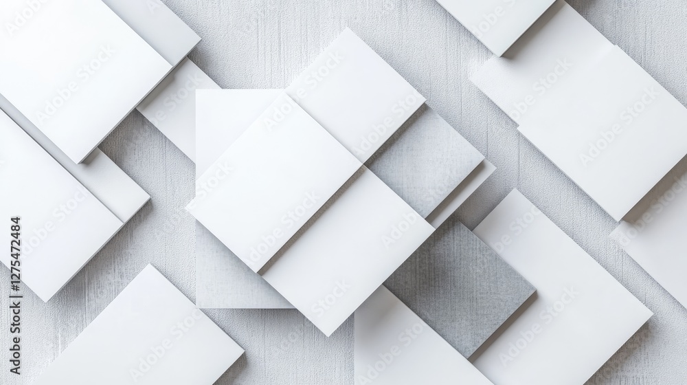 Aufkleber a stylized abstract background featuring overlapping 3d white and grey squares, casting subtle shado