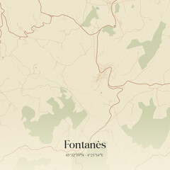 Obraz premium Vintage map of Fontanès, France.