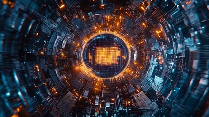 Obraz premium AI Brain Circuit with Quantum Computing and Biotech Integration