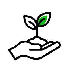 plant sprout in a hand icon design