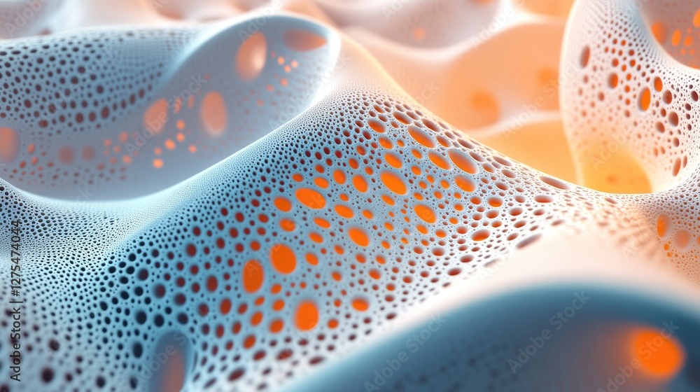 Poster Abstract 3D fractal patterns with vibrant hues and light effects, evoking a sense of depth, complexity, and intricate beauty in the design