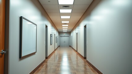 Fototapeta premium Office Hallway Mockup with Two Poster Frames - Bright, Sharp Images