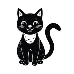 vector illustration of a black cat