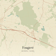 Obraz premium Vintage map of Fougeré, France.