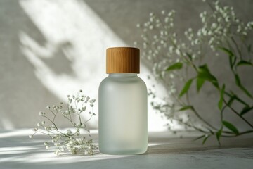 Frosted Glass Bottle with Bamboo Lid - Natural Beauty