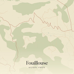 Obraz premium Vintage map of Fouillouse, France.