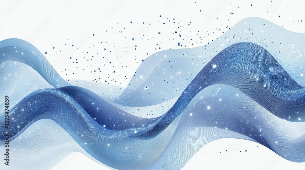 Poster abstract blue waves and sparkling elements combine to create a visually captivating background full 