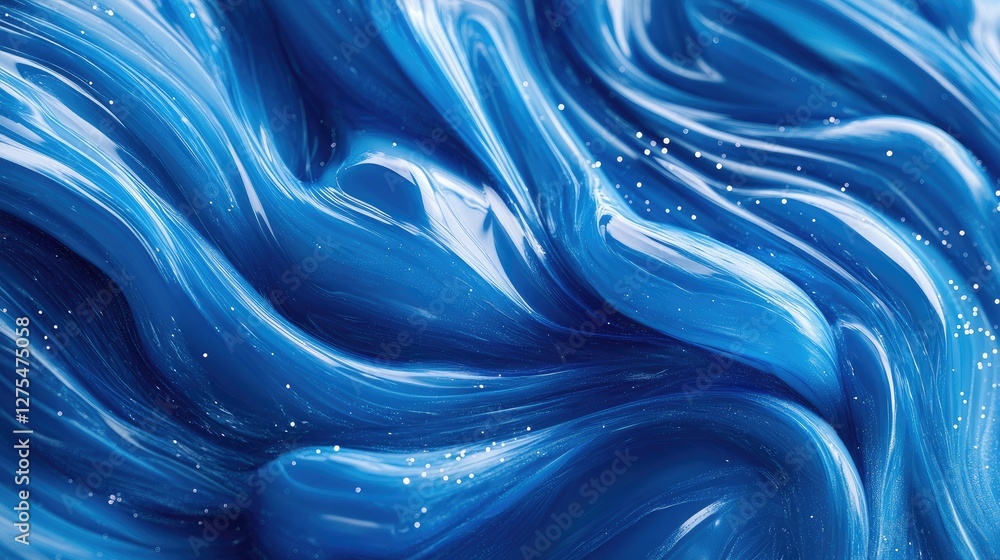 Poster Abstract blue waves intertwine with sparkling effects, creating a dynamic and visually stunning background filled with energy and movement