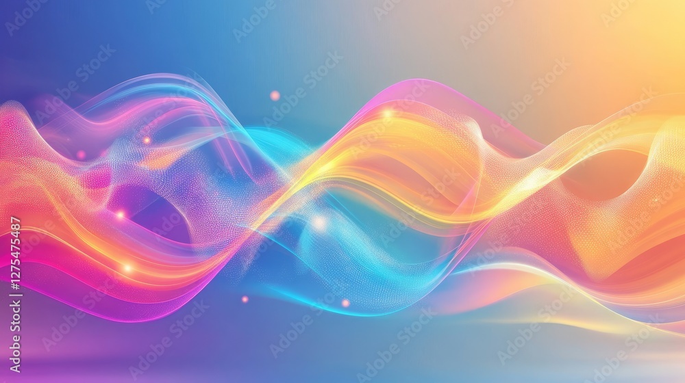 Poster Abstract fusion of vibrant light waves in multiple colors, symbolizing the power of collaboration and shared ambitions