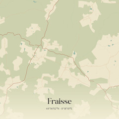 Fototapeta premium Vintage map of Fraisse, France.