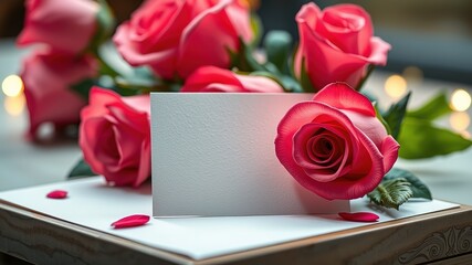 Paper Card Roses - Elegant Floral Greeting Card,  Bright & Bold