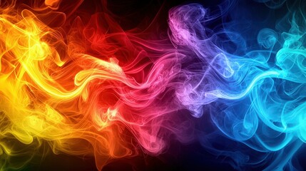 Fototapeta premium This artistic image features colorful smoke swirling together in a unique blend of hues, creating a mesmerizing visual effect that showcases creativity and emotion.