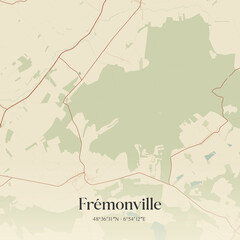 Obraz premium Vintage map of Frémonville, France.