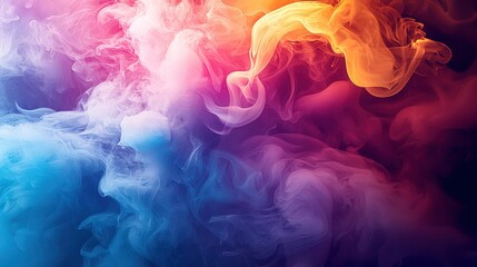 Fototapeta premium An enchanting composition of colorful swirling smoke in soft flows, showcasing a harmonious blend of hues that evokes feelings of tranquility and creativity in a captivating manner.