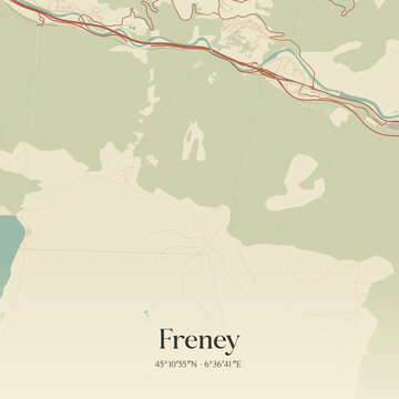 Vintage map of Freney, France.