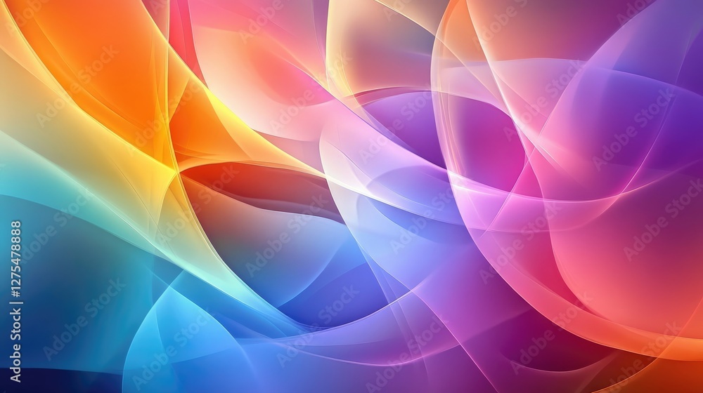 Aufkleber Bright abstract shapes and multicolored lighting create a dynamic stage background with an open central area for text or branding messages