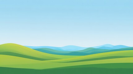 Obraz premium Serene Green Hills Under a Clear Blue Sky