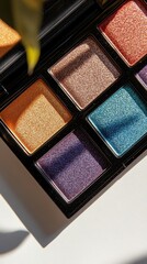 Shimmering Eyeshadow Palette: A Close-Up of Vibrant, Glittery Colors