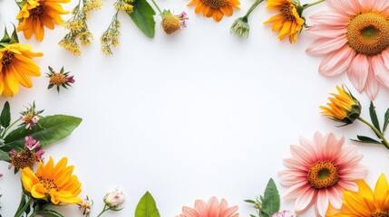 Obraz premium Vibrant Floral Arrangement on White Background for Design Projects