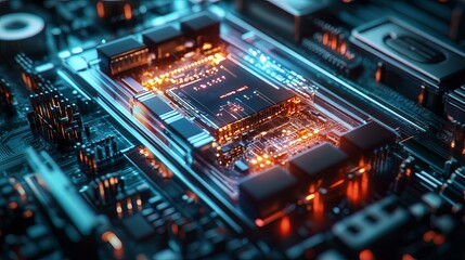 Neural Cyber Brain in Quantum Computing and AI Technology Concept