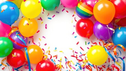 Pride Celebration Balloons Confetti Frame - Colorful Party Background