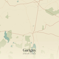 Vintage map of Garigny, France.