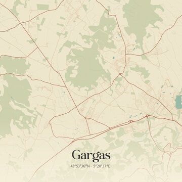 Vintage map of Gargas, France.