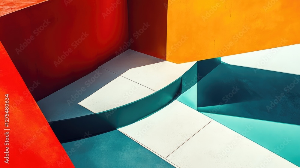 Aufkleber Colorful geometric shapes and their angular reflections create a bold and modern background with sharp lines and dynamic color contrasts