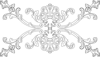 vector illustration silhouette design ornament decoration carving detail classic ethnic vintage traditional floral 