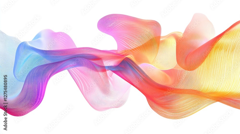 Poster colorful light waves fusing together in an abstract design, representing the strength of teamwork an