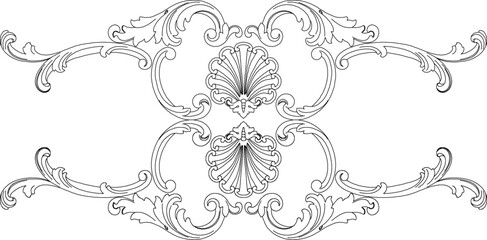 vector illustration silhouette design ornament decoration carving detail classic ethnic vintage traditional floral 