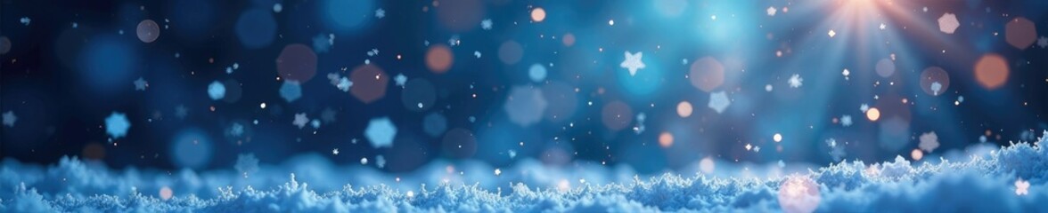 Sparkling snowflakes gently falling from the sky, sparkling, frosty