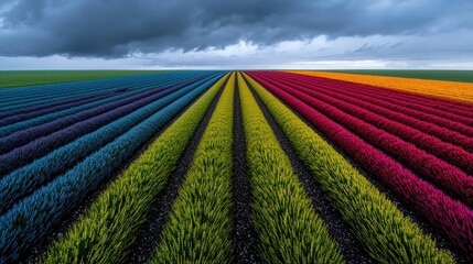Vibrant flower field colors tulip farm aerial view nature landscape photography