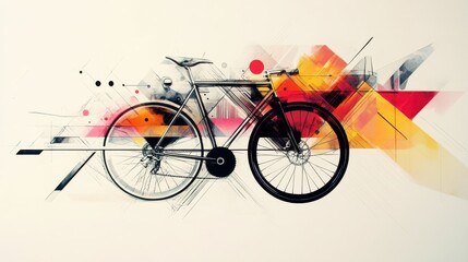 Fototapeta premium Stylish Bicycle Illustration with Vibrant Geometric Background