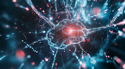 Neural Cyber Brain in Quantum Computing and AI Technology Concept