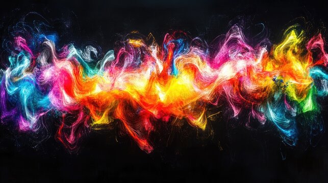 Dynamic and colorful light streams converging, symbolizing the strength and energy of collaboration and teamwork in a vibrant display